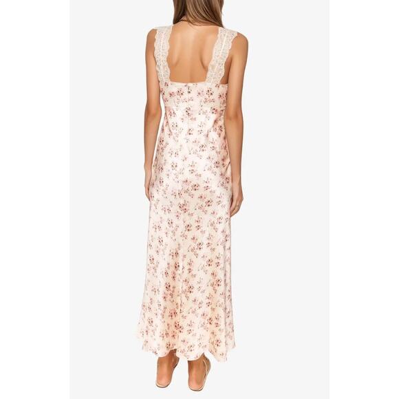 Cami NYC Rika Floral Hammered Silk Dress ivory pink size 6 - Picture 4 of 15